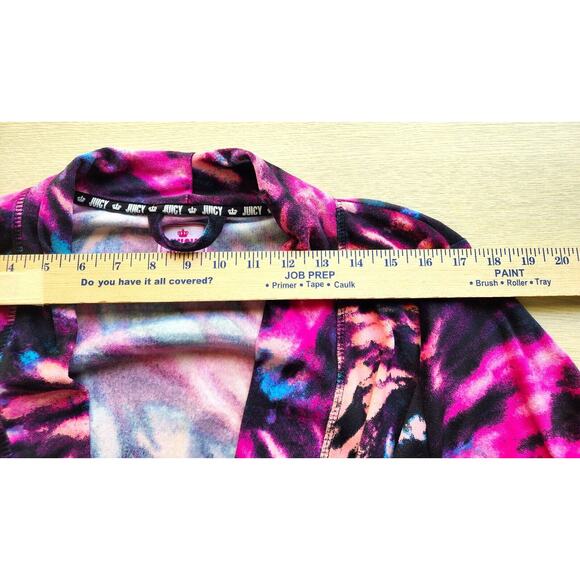 ROBE-JUICY BY JUICY COUTURE-Tie Dye-Large Back Reflective-Black-Pink-Short-MED - Picture 10 of 14